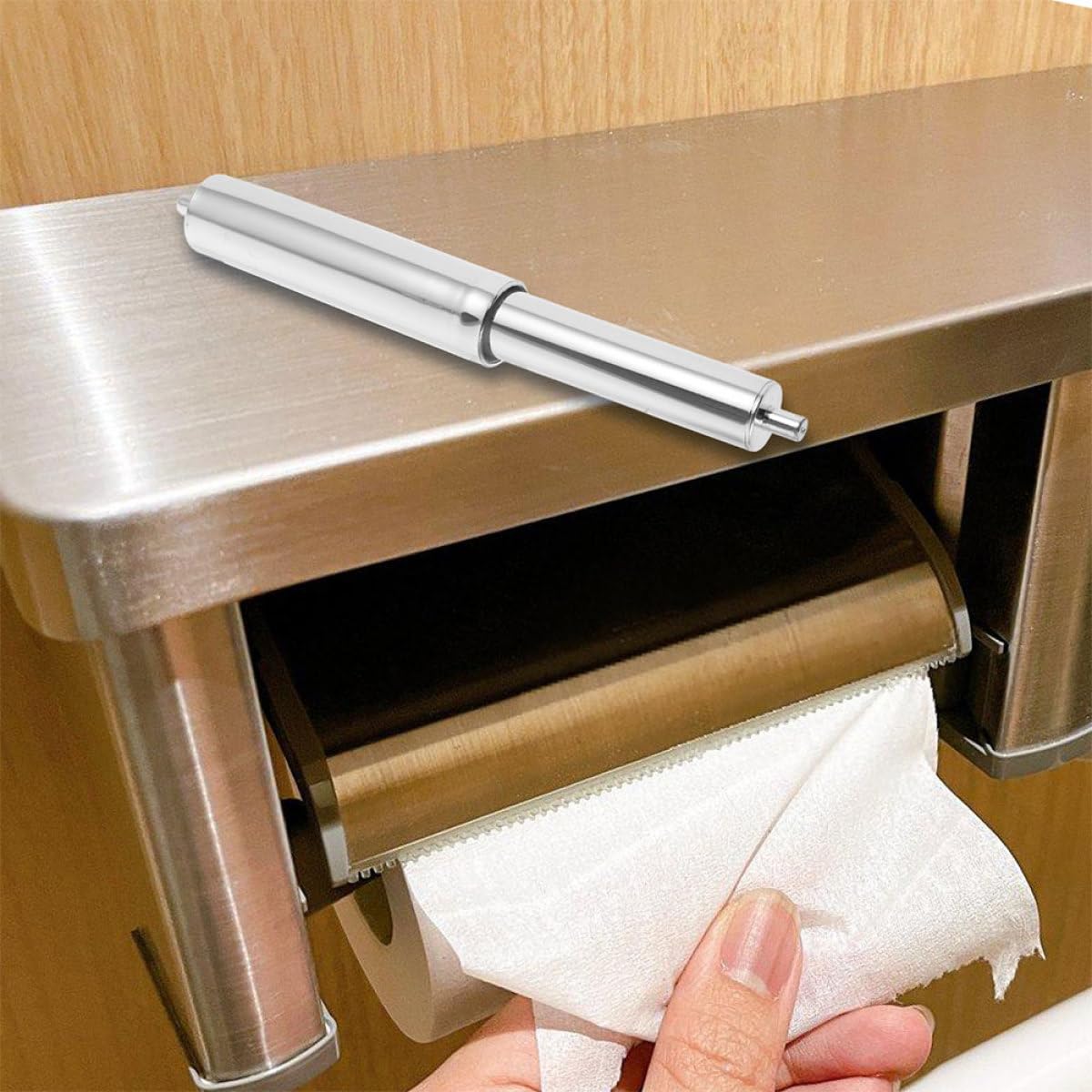 Portarotolo Carta Igienica Ricambio in Pp Argento 4 Pezzi Molla Estensibile, Facile da Usare, per Accessori Bagno e Arredo Casa