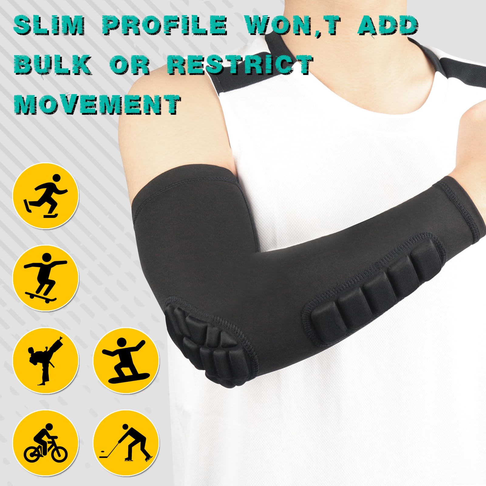 Coudière Basketball Protege Coude Respirable Souple Coudière 1 Paire Manchette Bras Homme Femmes Tapis Bras Football Danse Handball Volleyball Coudiere Protection