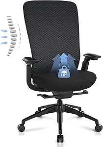 COLAMY Ergonomic Mesh Office Chair, Computer Executive Desk Chair, Ergonomic Office Chair Lumbar Support with Flexible Backrest, Slide Seat, Blackgrey