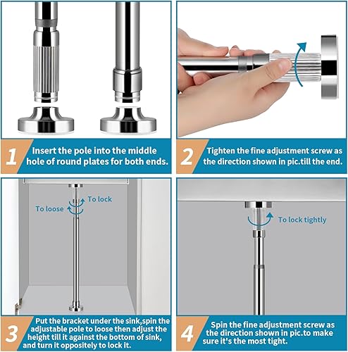 Miniatura 6 de 2 soportes de fregadero ajustables para montaje inferior, soporte de fregadero de acero inoxidable, sistema de instalación y reparación sin taladros