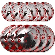 20 Pcs Halloween Paper Plates 7 Inch 9 Inch Disposable Paper Plates Bloody Handprint Horror Themed Halloween Plates Tableware Decoration Party Supplies for Halloween Dinner Carnival Cake