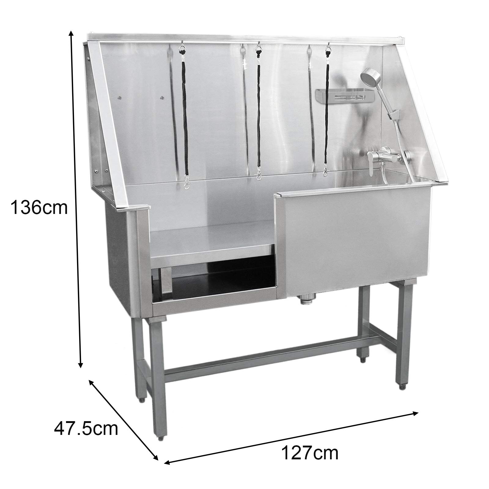 Monster Shop Baignoire de Toilettage Professionnelle Table Toilettage Chien 400mm en Acier Inoxydable Animaux de Compagnie Grand Bain de Toilettage