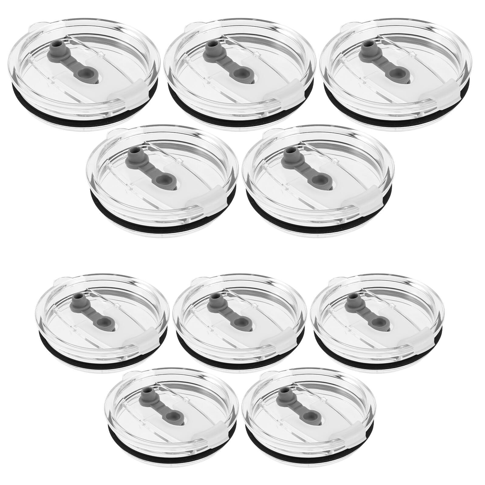 Angoily 10 Stück Auslaufsichere Trinkbecher Ersatzdeckel 20/30 oz Transparente Strohhalmverschluss Deckel mit Silikondichtung Spritzwassergeschützte Thermobecher Verschlusskappen für