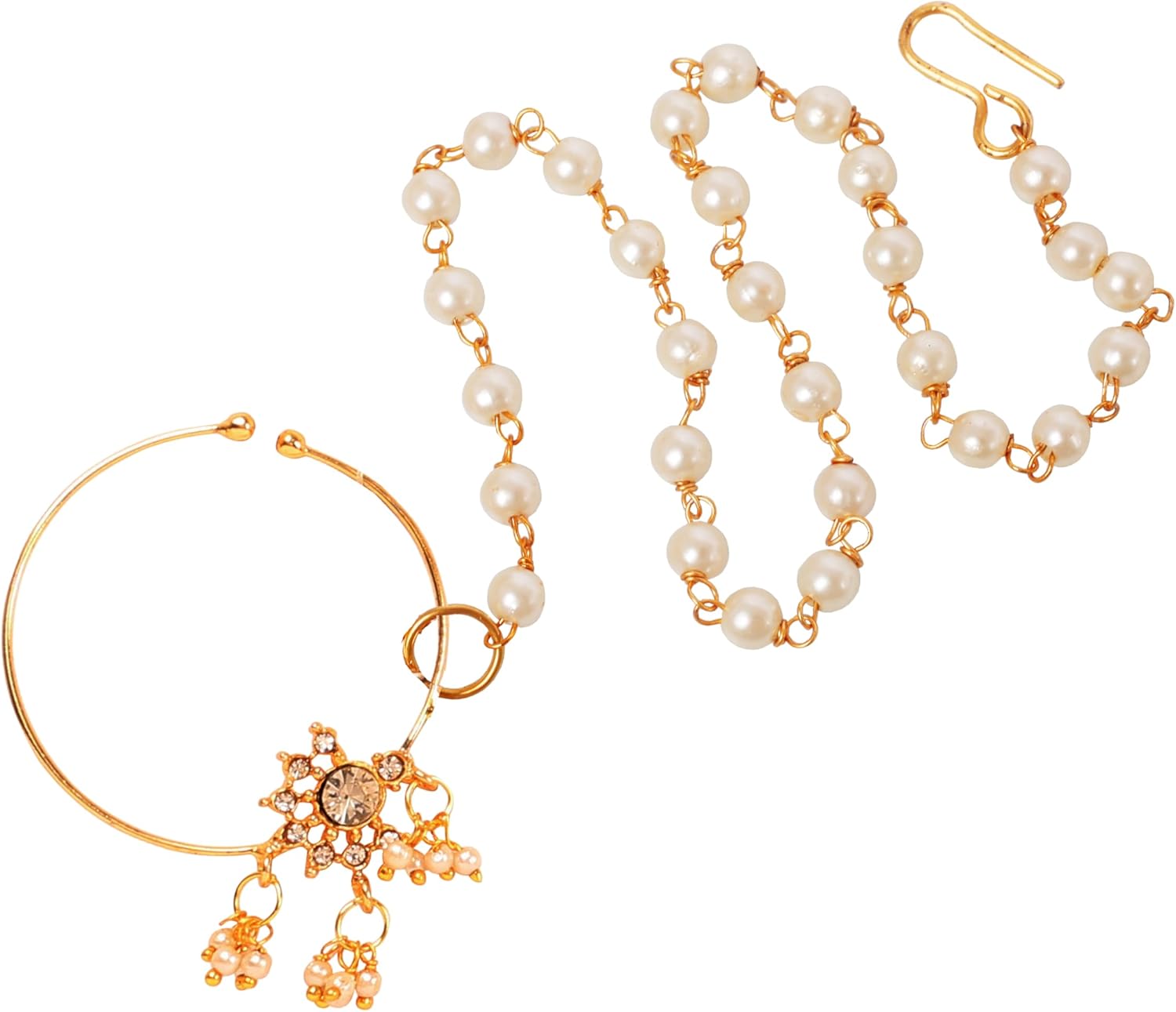 Touchstone Indian Bollywood Desire Designer Bridal Jewelry Nath (Nose Accessory) in Gold Tone for Women.