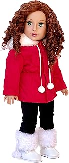 Winter Extravaganza - 3 Piece 18 inch Doll Outfit - Red Quilted Parka, Black Leggings and White Boots - (Doll Not Included)