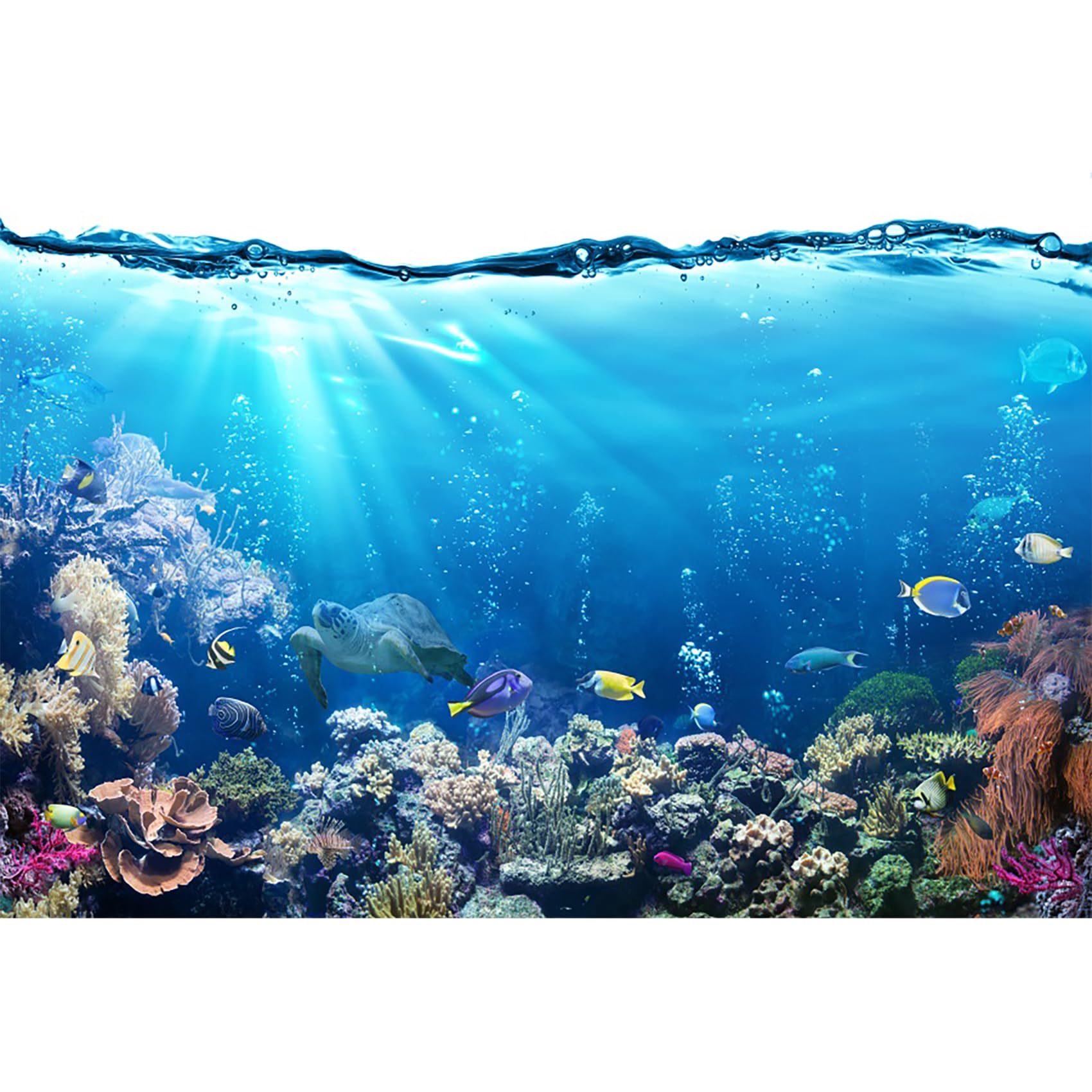 Ttincceer Underwater World Backdrop 15x10ft Fish Tank Underwater Micro World Photography Background Turtle Fish Reef Coral Photography Backdrop Aquarium Decoration Banner