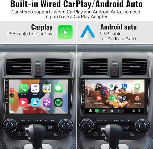 Miniatura 3 de Estéreo de coche para Honda CRV 2007-2011 Radio de coche, reproductor de MP5 con Apple Carplay Android Auto Mirror Link, 9 pulgadas pantalla táctil
