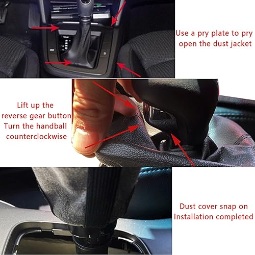 Miniatura 6 de Funda de palanca de cambios de cuero de fibra de carbono para prevención y protección contra el polvo, accesorios universales para el interior del