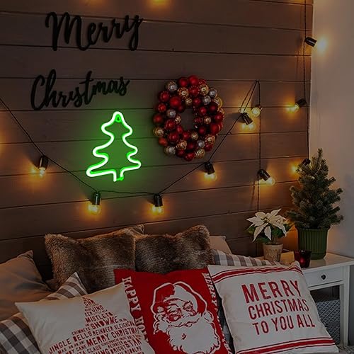 Miniatura 5 de Letrero de neón de Navidad, árbol de Navidad, luces LED de neón para decoración de interiores, USB o pilas, luces de neón para fiesta de Navidad,