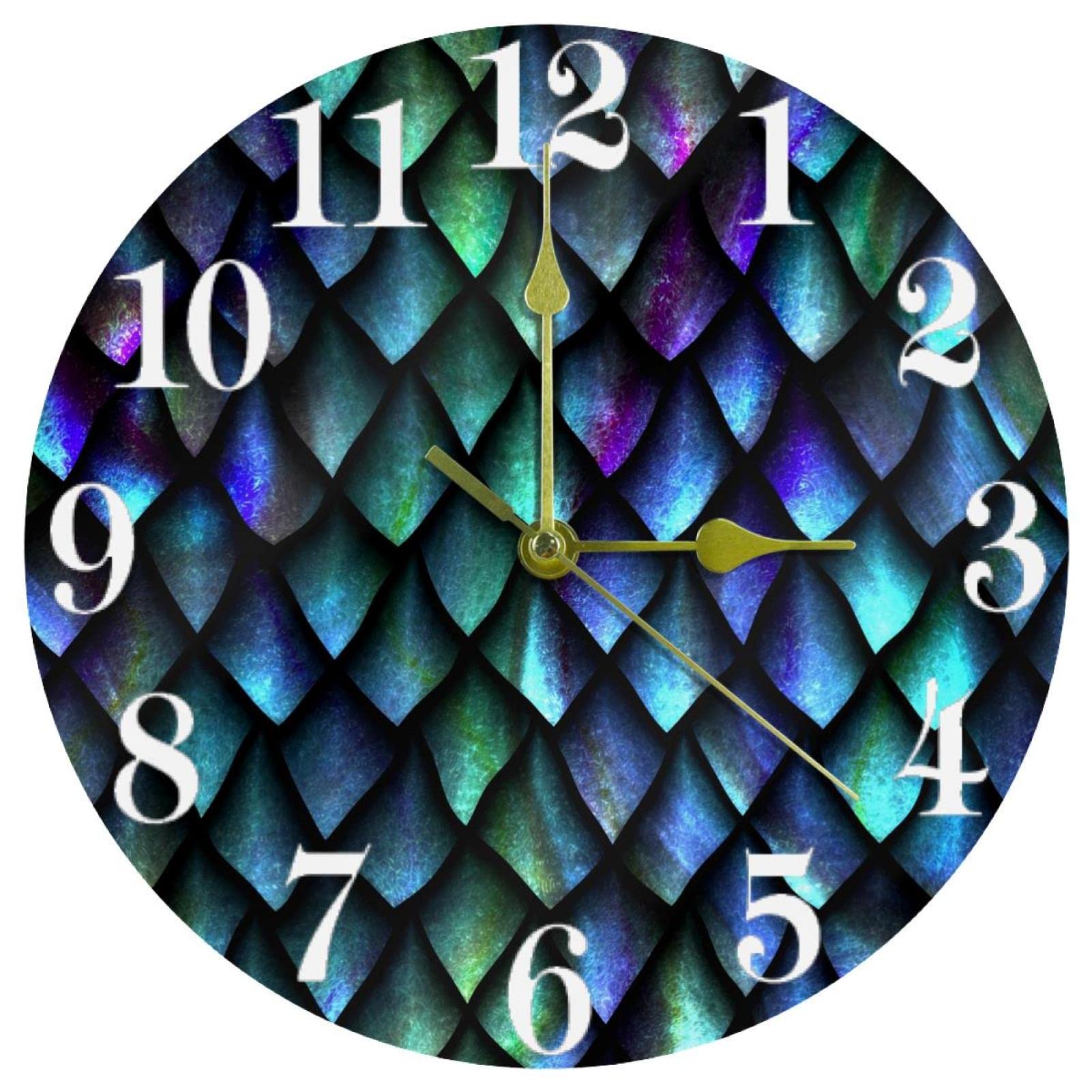 Horloge murale silencieuse queue de sirène sans tic-tac à piles pour bureau