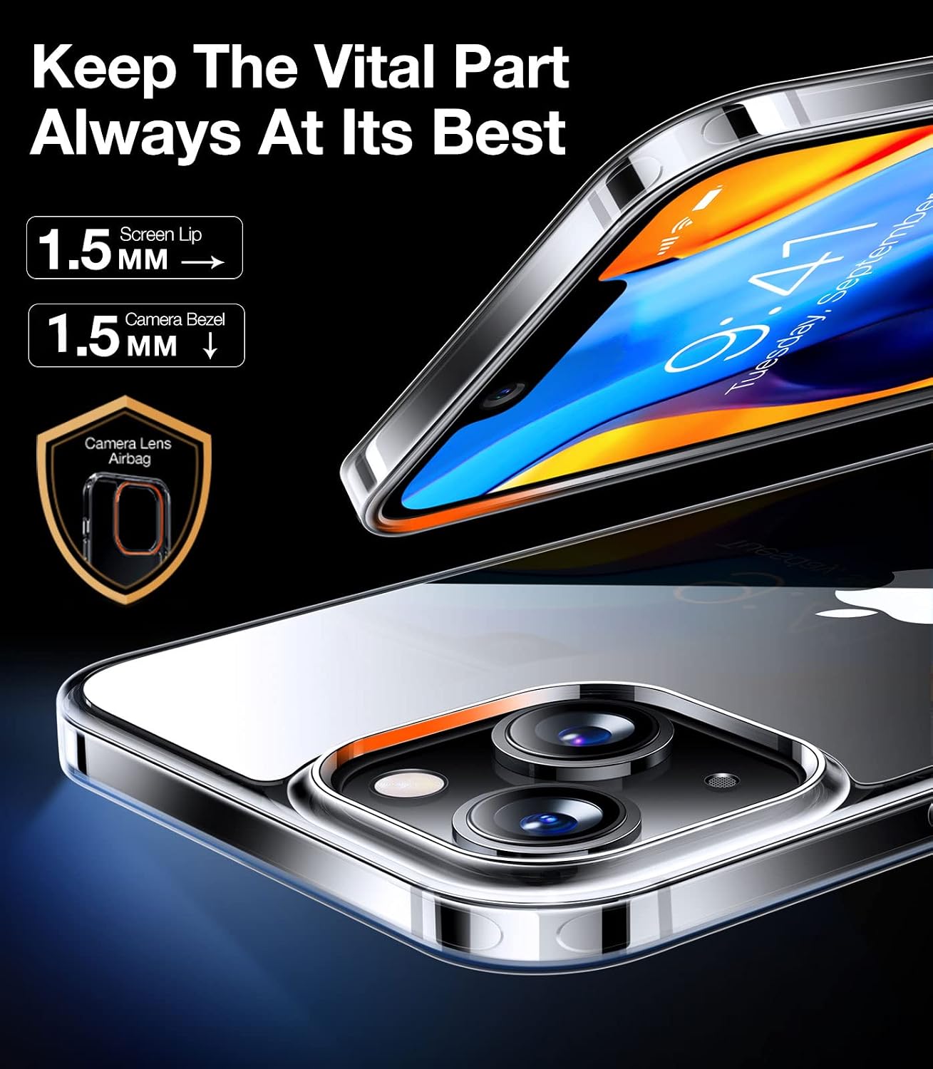 TORRAS 𝟮𝟬𝟮𝟯 𝗡𝗘𝗪 iPhone 13 Case/iPhone 14 Case, [10FT Military Grade Drop Tested] Anti-Scratch Shockproof Hard Back Non-Slip Silicone Bumper Slim Phone Cases iPhone 13/Cases iPhone 14 - Clear