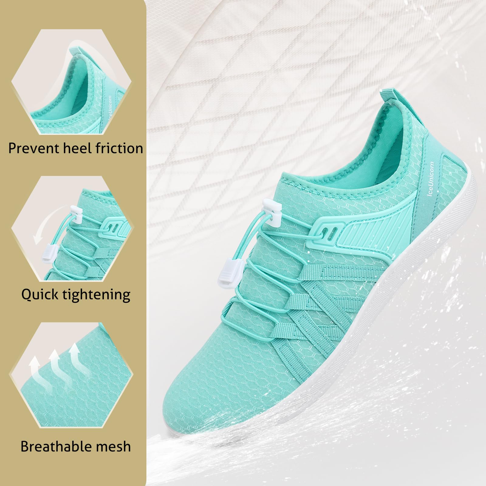 IceUnicorn Zapatos descalzos para mujer, zapatos descalzos anchos para hombre, puntera ancha, zapatos de baño, zapatos de playa, zapatos de natación, zapatos acuáticos