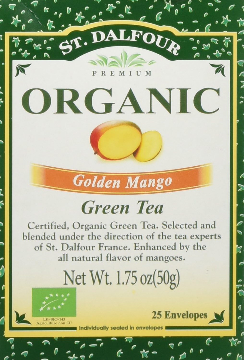 St. Dalfour Green Tea, Golden Mango, 25 ct