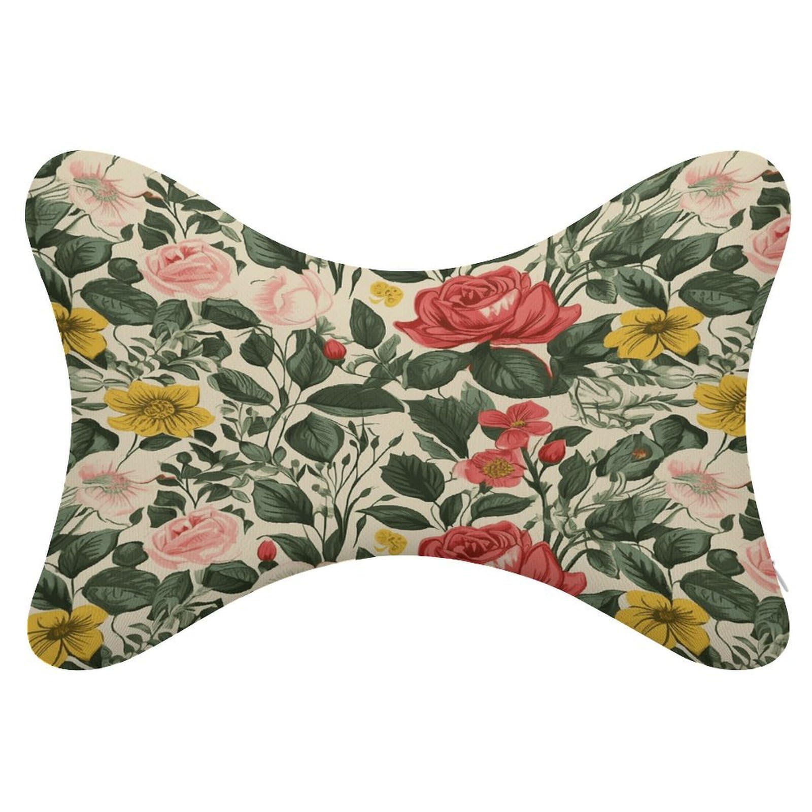 Khauerbc Style Rose Car Headrest Pillow - 2 Pack,Neck Pillow With Washable Removable Cover,Car Travel Pillow For Car Bus Truck Driving Comfort