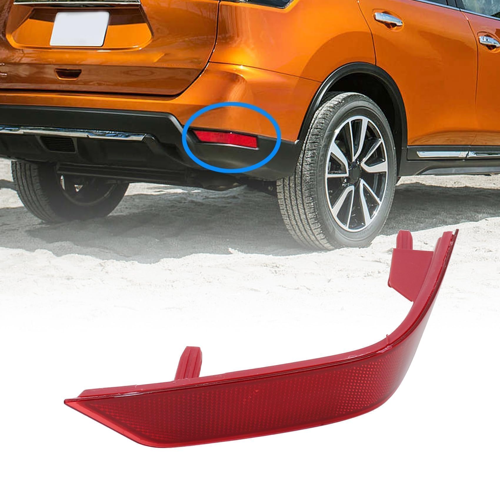 Priprilod Rear Bumper Reflector Tail Light Passenger Right Side Compatible With Nissan Rogue 2017 2018 2019 Rear Reflector Bumper NI1185105N 26560-6FV0A 265606FV0A