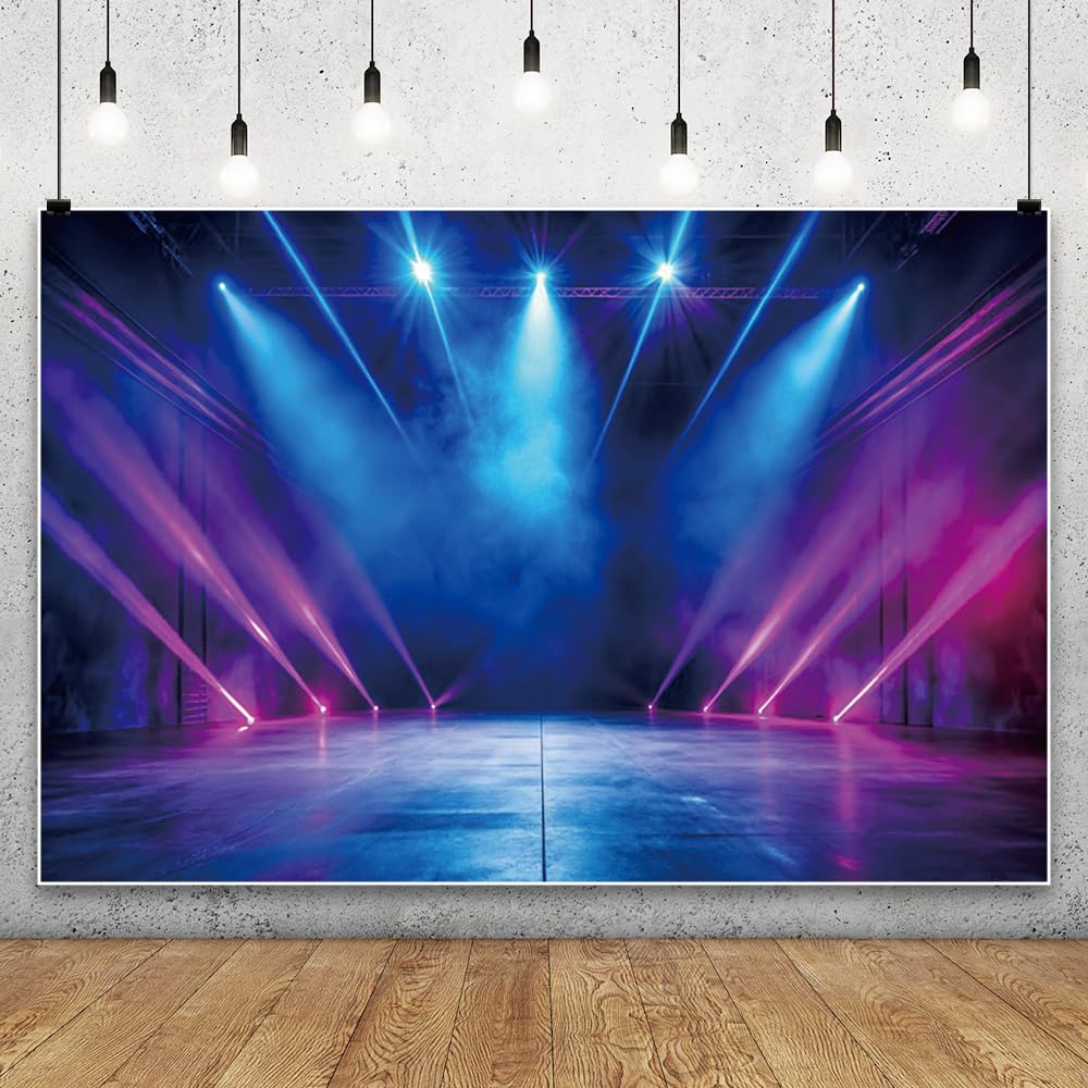 3x2.5m Concerto Palco Sfondo Rosa Blu Riflettore Musica Fotografia Sfondo Discoteca Bar Piattaforma Spettacoli Festa Banner Baby Shower Ritratto Adulto Studio Photobooth Props