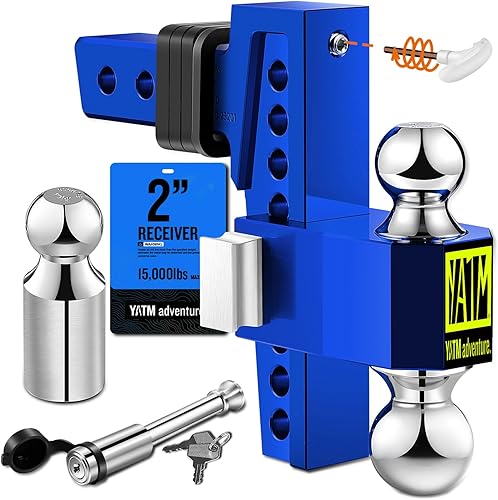 YATM Enganches de remolque ajustables, se adapta a receptor de 2 pulgadas, caída de 6 pulgadas, sustituye a tres bolas (1-78 pulgadas, 2 pulgadas,