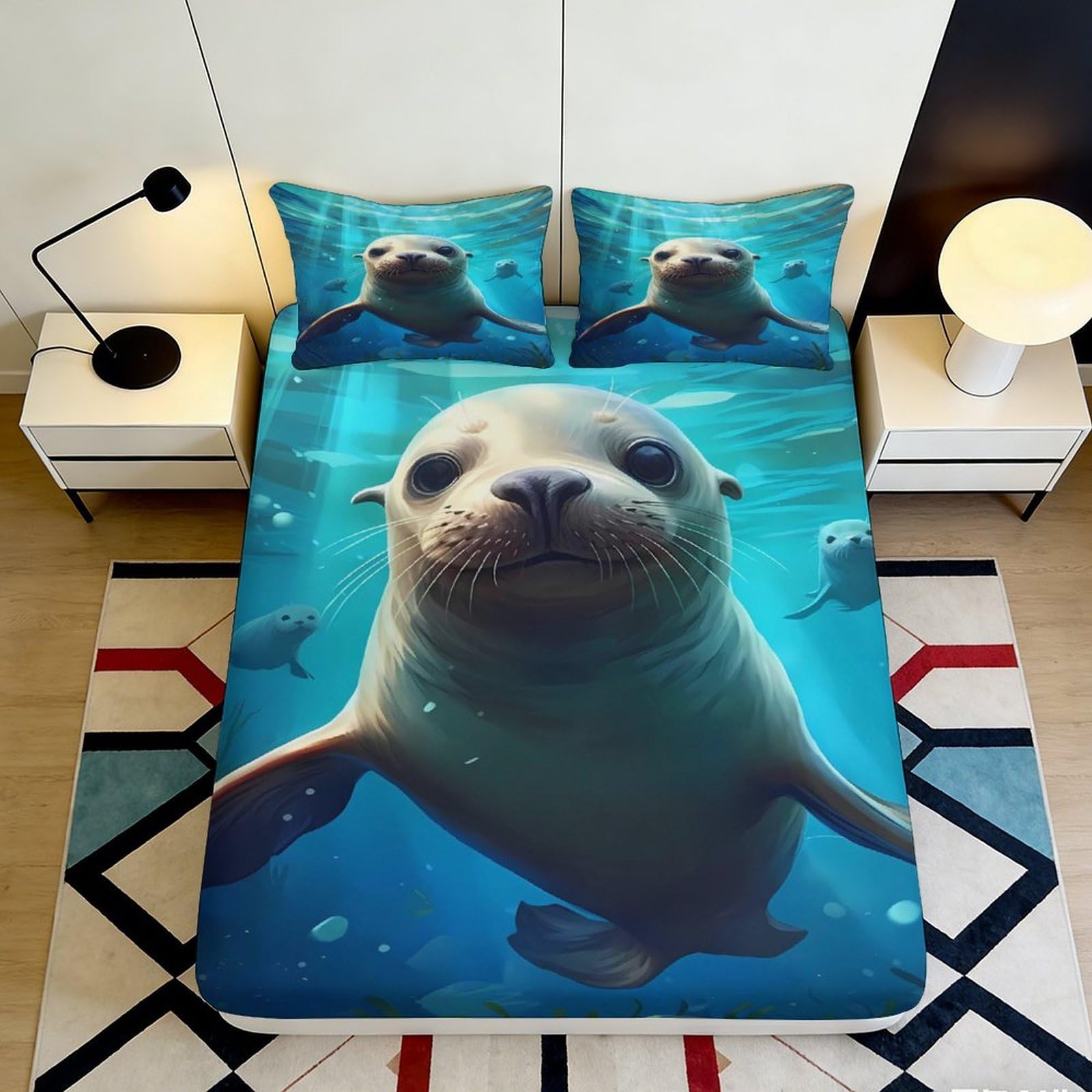 3D Printed Space Rockets Fitted Sheet Microfiber Bedroom Non-Slip Deep Pocket Universe Mattress Fitted Cover 140x200x25cm