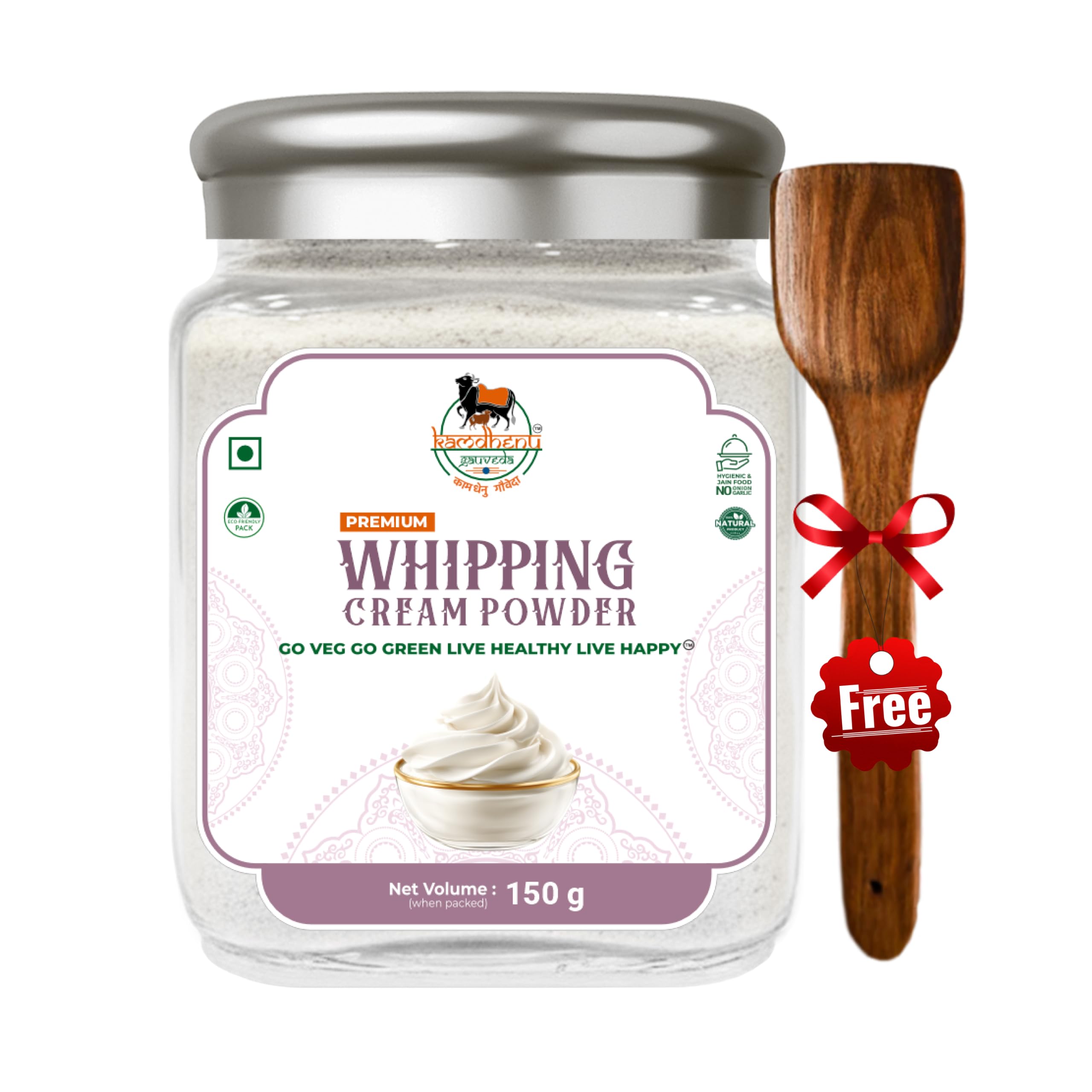 Kamdhenu Gauveda Premium Whipping Cream Powder 150g | Rich & Creamy Texture for Cakes, Pastries, Desserts & Frosting | Easy to Prepare Baking Cream Mix | Includes Wooden Spoon-picture-22