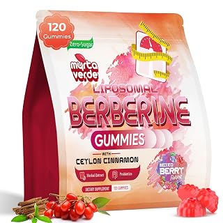 2000mg Liposomal Berberine Gummies with Ceylon Cinnamon, Zero Sugar, 120ct - Amazon product rated Grade A