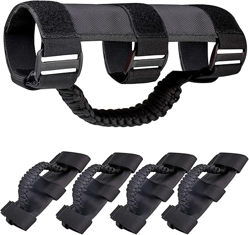 moveland Mango de agarre mejorado compatible con Jeep Wrangler TJ YJ JK UTV paquete de 4 asas de agarre de barra enrollable de lujo fáciles de
