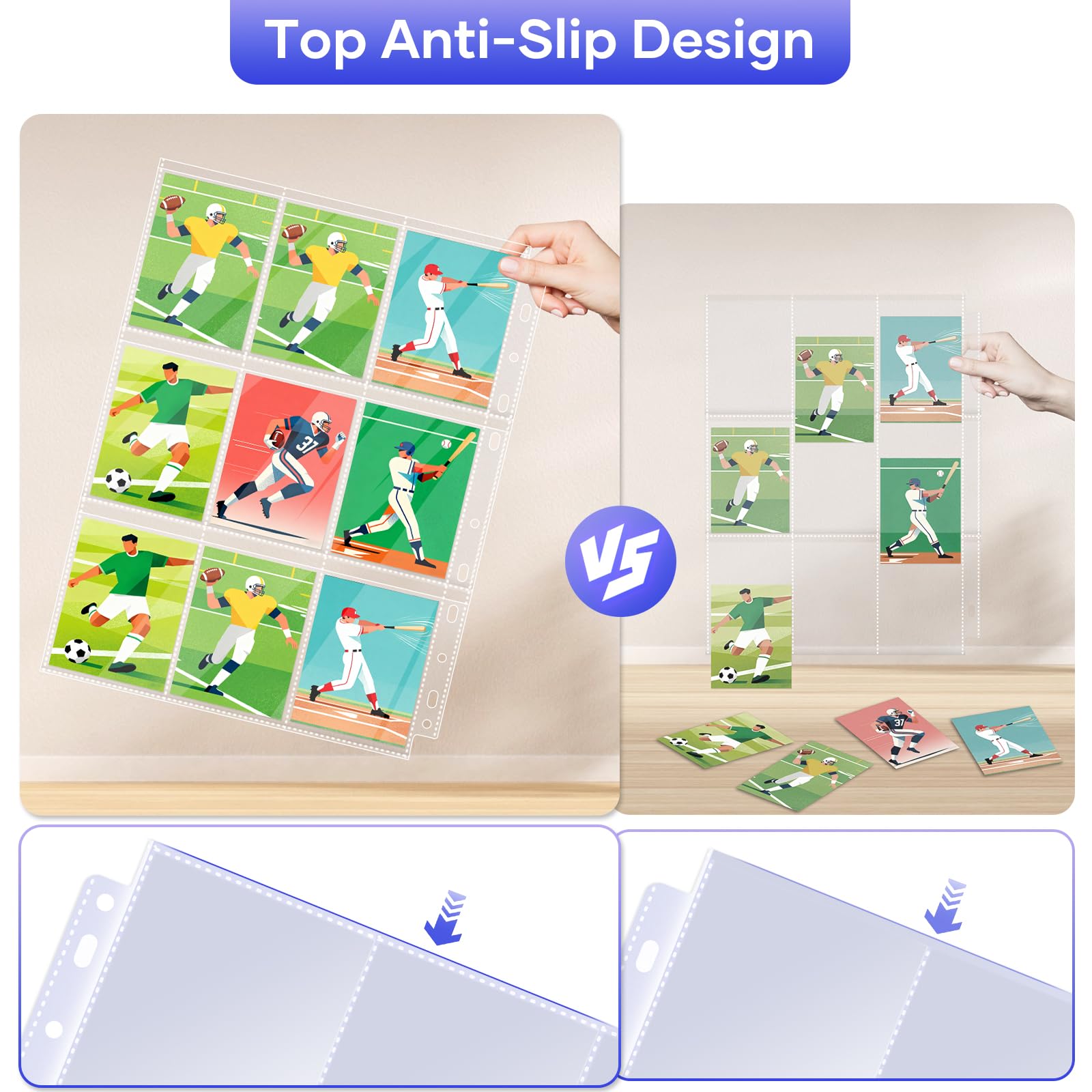120 Pack 9-Pocket Page Protectors For Trading Cards - Standard Size Sheets  For 3-Ring Binder Baseball Card Sleeves