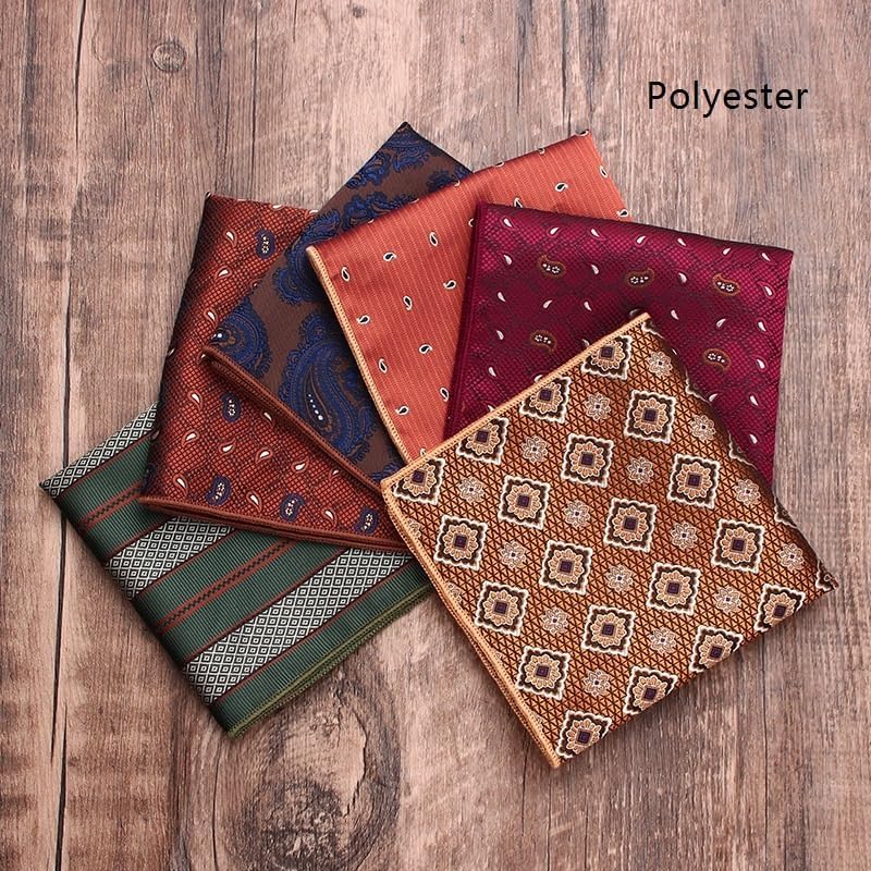 Men's Formal Business Polyester Pocket Square Suit Dress Chestnut Handkerchief Multicolor Geometric