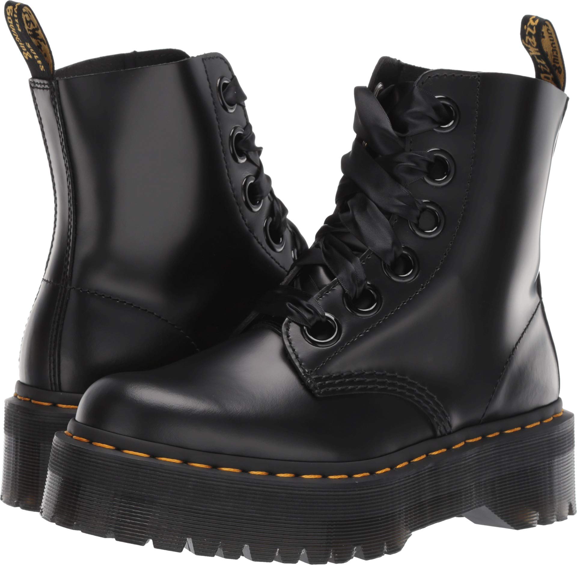 Dr. Martens Black Molly Leather Platform Boots Women's Size 6 