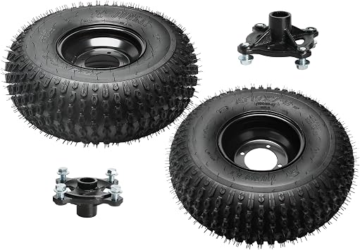 19x7-8 Mini Bike Tire Wheel on 8 Inch 4 Lug Rim Tubeless ATV Go Kart Tires & 23T Splines Rear Wheel Hubs 110mm Spacing for Golf Cart Drift Trike Four Wheelers Buggy UTV Garden Tractor Taotao Polaris