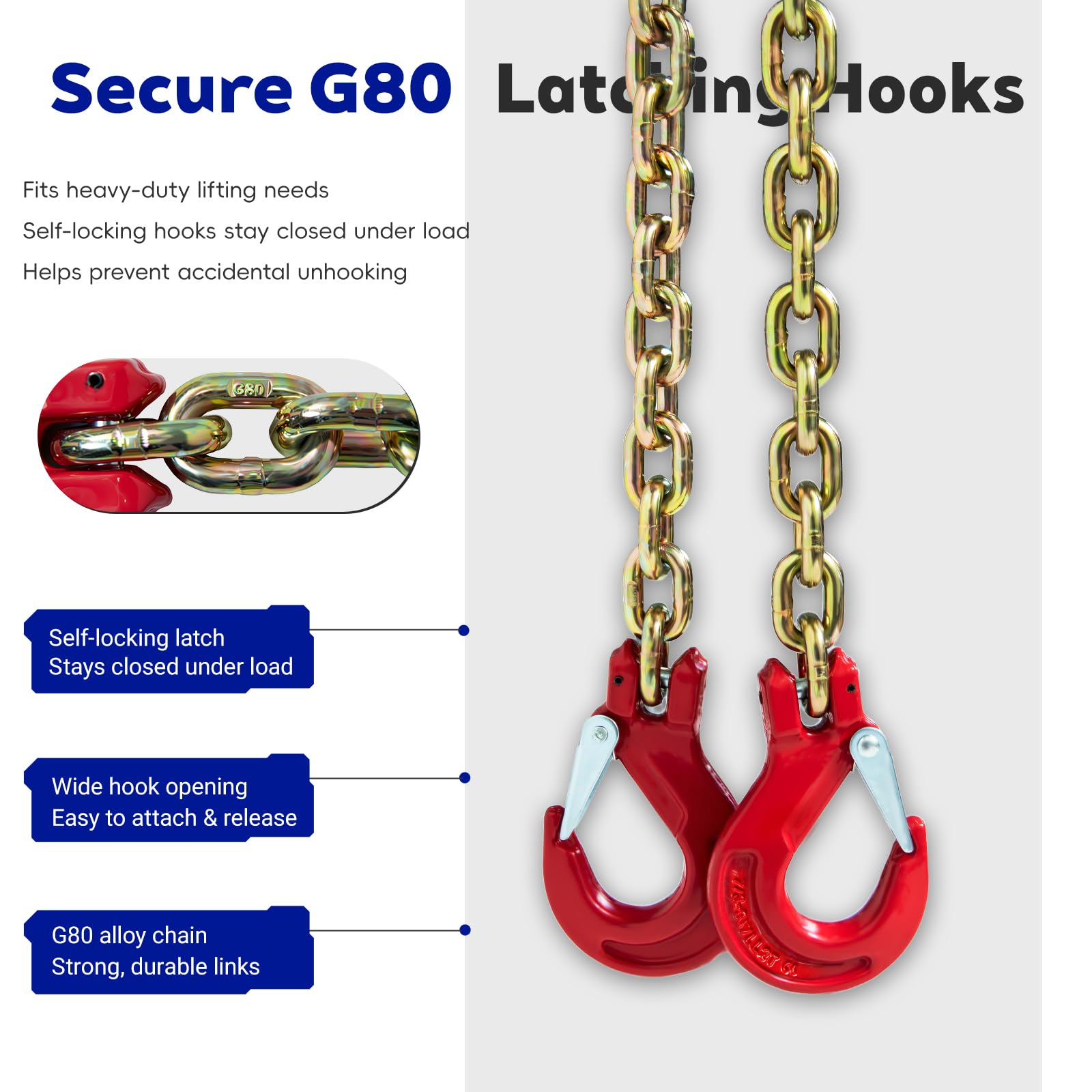 G80 Chain Sling - 5ft, 4400 lb Capacity -5