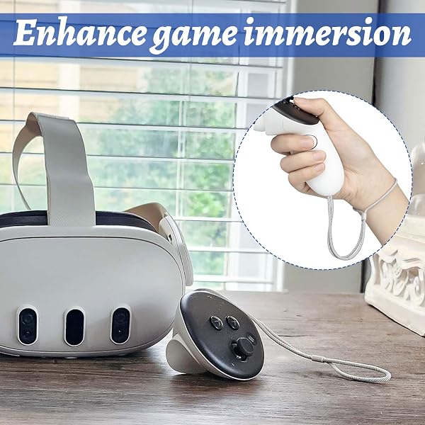 for Oculus Quest 3 wrist, 2pcs White Adjustable for Quest 3 wrist, Anti-slip Replacement with controller wrists straps with Meta Quest3/ 3S - 5