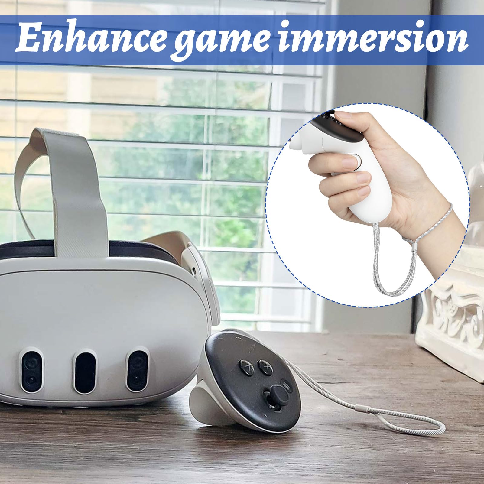 for Oculus Quest 3 wrist, 2pcs White Adjustable for Quest 3 wrist, Anti-slip Replacement with controller wrists straps with Meta Quest3/ 3S — view 5