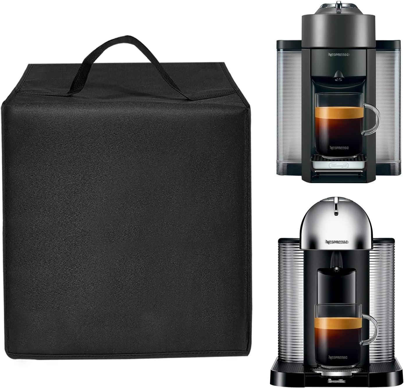 Dust Cover Latte Maker Lid Waterproof Anti-static Nylon Case for VertuoPlus Iced Single Serve Coffee Machine/Coffee Maker ENV135GY (Black)