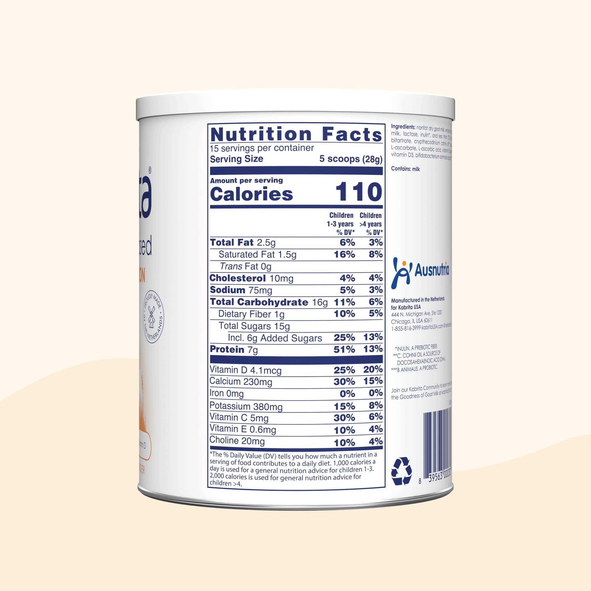 Kabrita Junior Goat Milk Powder for Kids - Easy to Digest for Ages 2-7 - Immunity Boosting Containing Vitamin C, D, E, Protein & Calcium - Non-GMO Gentle on Sensitive Tummies - 14 Oz (Pack of 6)