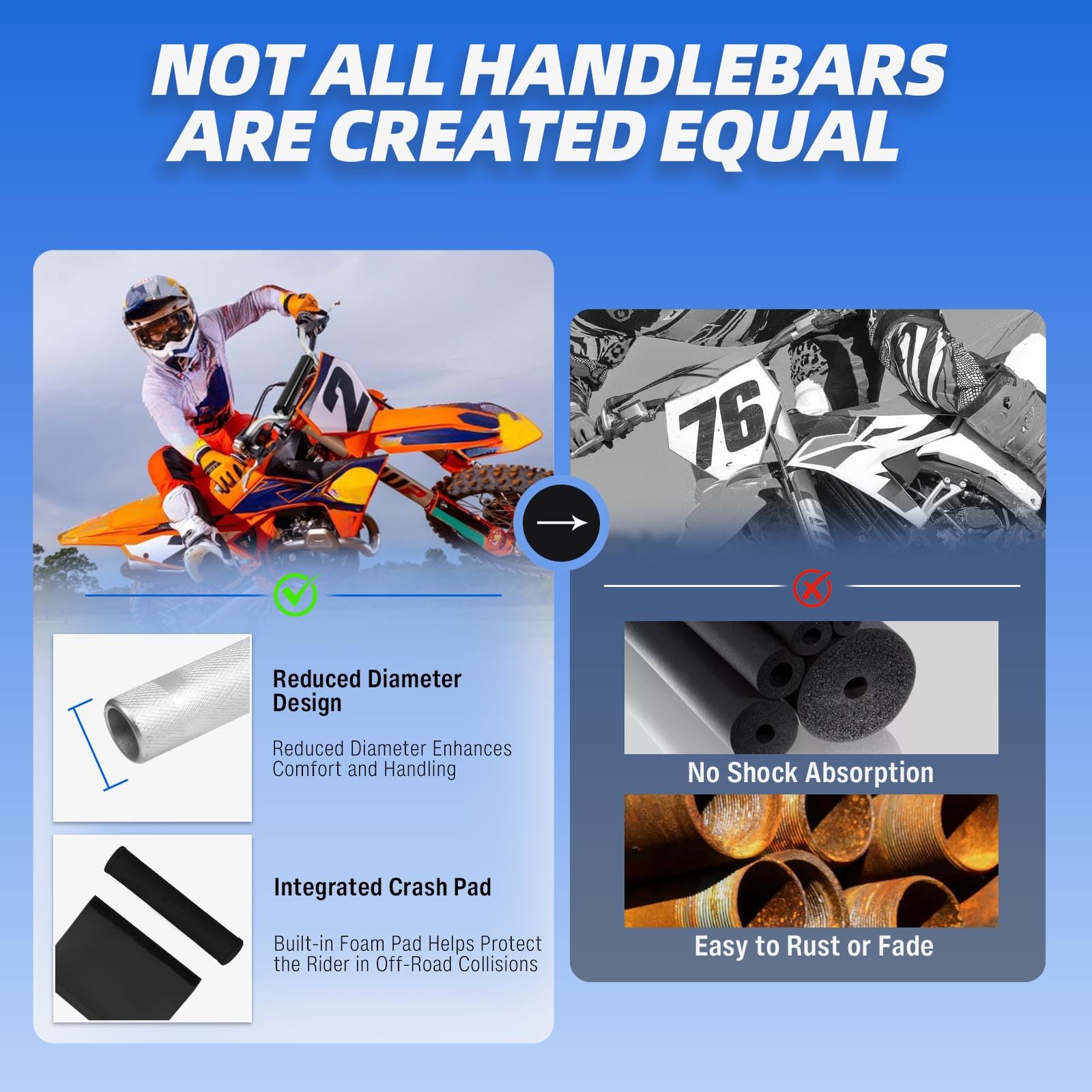 DREAMIZER Manubrio 7/8 di Pollice per Pit Bike - Manubrio Universale per Moto Da Fuoristrada con Parapetto Compatibile con YZF CRF RMZ KLX DRZ KXF EXC Motocross Enduro Quad ATV