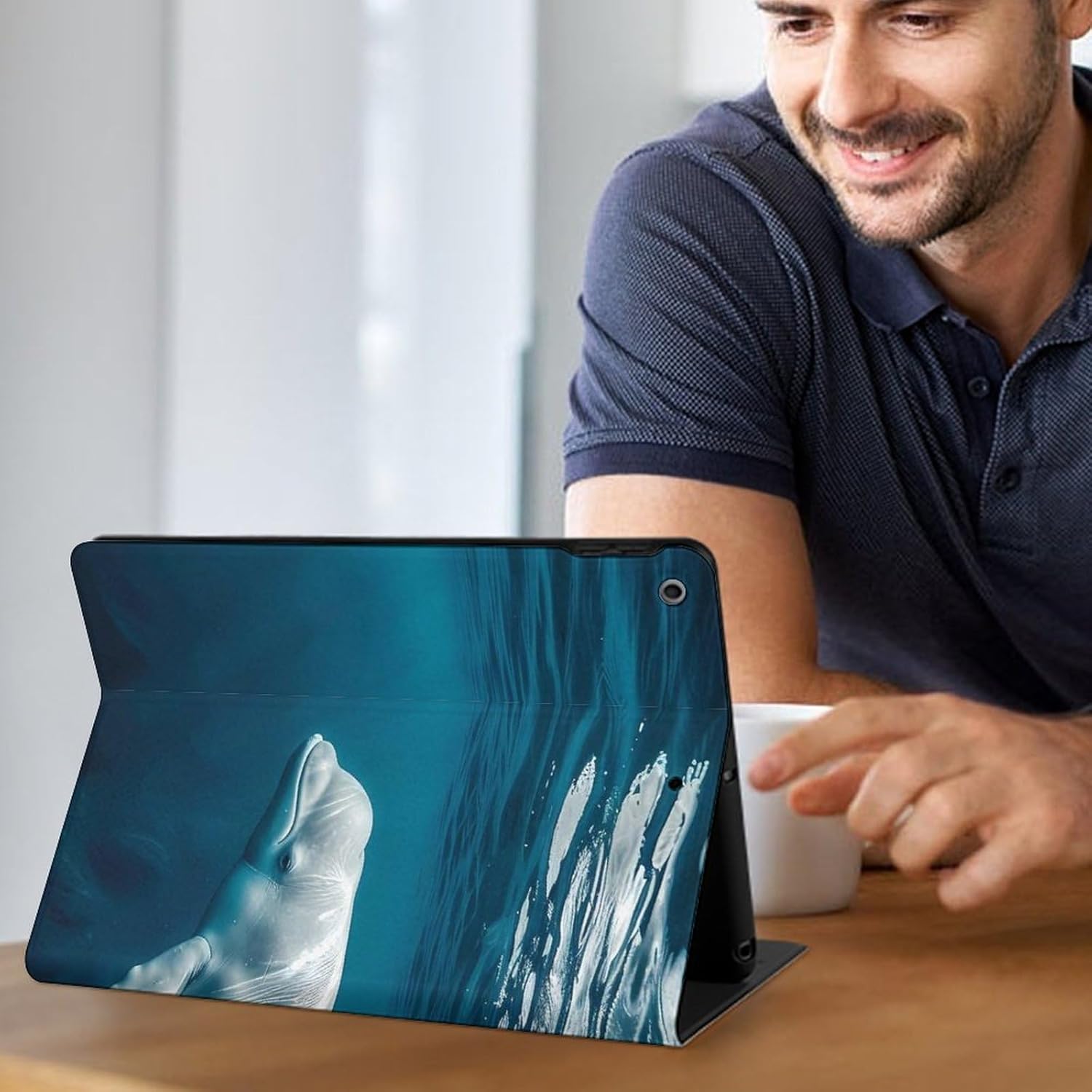 Ocean Animal Whale Printed Case Trifold Stand Protective Cover Compatible with ipad 2019/2020/2021(10.2in)