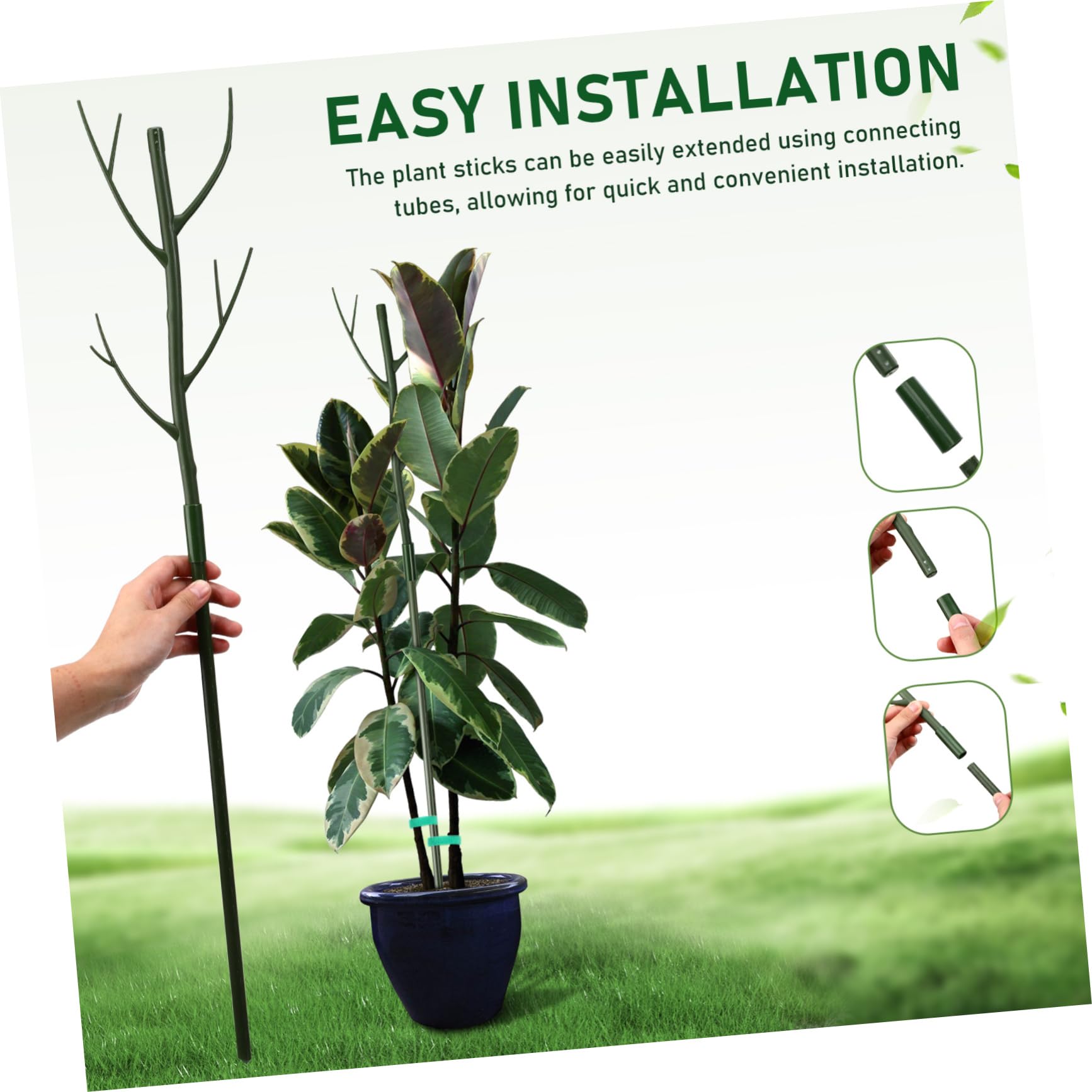 iplusmile Tuteurs de Jardin pour Monstera, Support pour Plantes Hautes, Plastique Vert, Extensible et Robuste, 1 Set pour Intérieur et Jardin