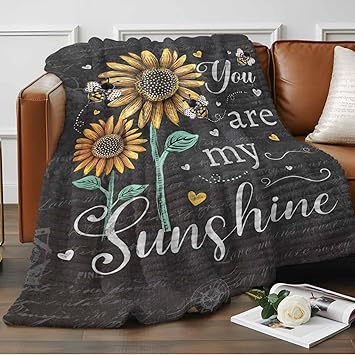 Fleece Throw Blanket for Couch, Farmhouse Sunflowers Microfiber Flannel Blanket for All Season, Summer Floral My Sunshine Vintage Lightweight Fuzzy Plush Throw Blankets for Car, Office, 40"x50"
