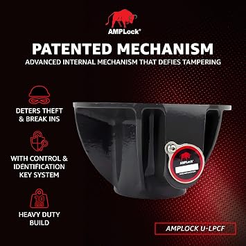 AMPLock - U-LPCF Heavy Duty Trailer Kingpin Lock, Patented Cylinder Lock, Commercial Trailer Security Conical King Pin Lock, Reliable Heavy Duty Kingpin Lock for Enhanced Trailer Protection & Security
