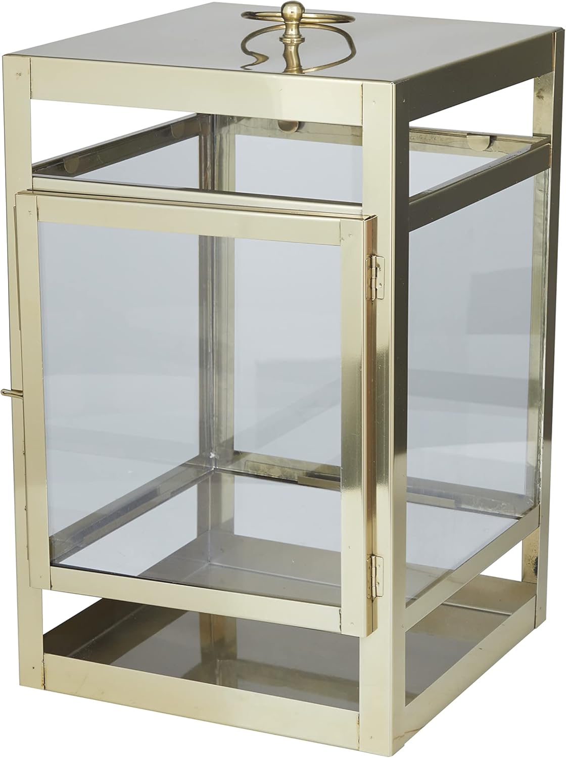 Deco 79 Stainless Steel Pillar Candle Lantern, 10" x 10" x 21", Gold