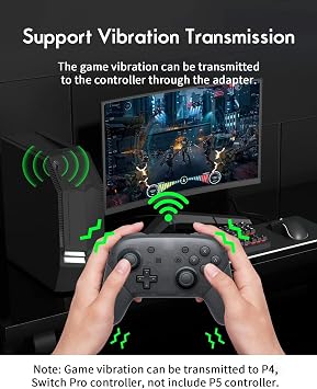 Bluetooth Adapter for PS4/PS5/Switch, Wireless Controller Adapter, Compatible with PS4, PS5, Switch, Windows PC, Android TV Box, Steam