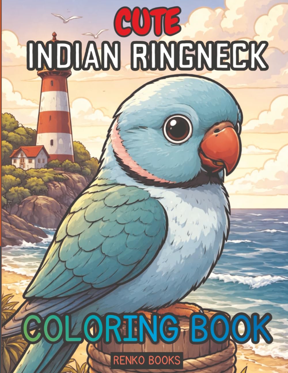 Indian Ringneck Parrot Coloring Book: Ringneck Parakeet (Rose-Ringed Parakeet) Designs for Adults, Teens, and Kids - Relaxing Pages from Simple Poses ... Feathers for Bird Lovers and Pet Owners