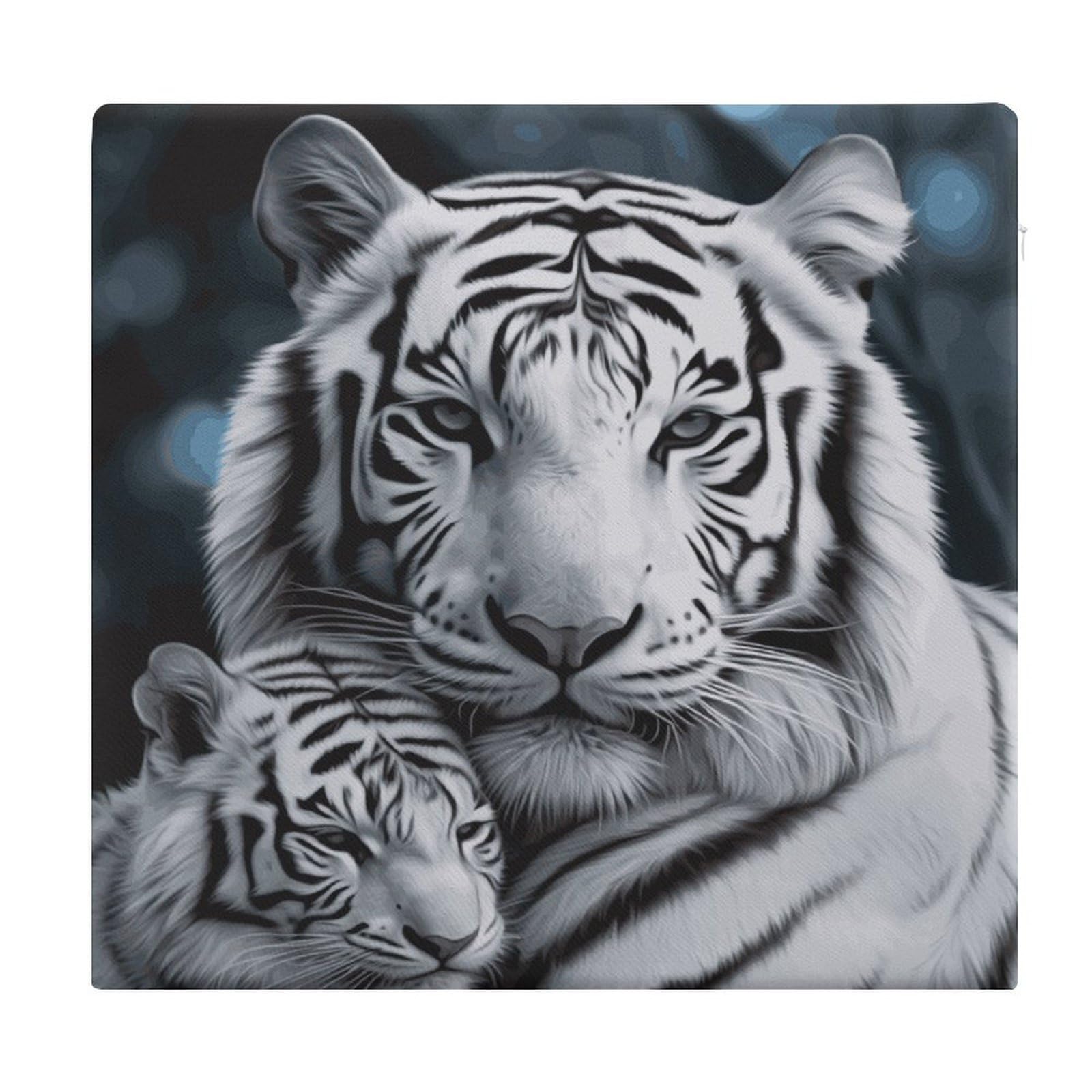 LDGSUPH - White Tiger Seat Cushions for Office Chair Square Cushions Soft Floor Cushions Comfortable Memory Foam Cushion Cushions for Home Travel Chair Car
