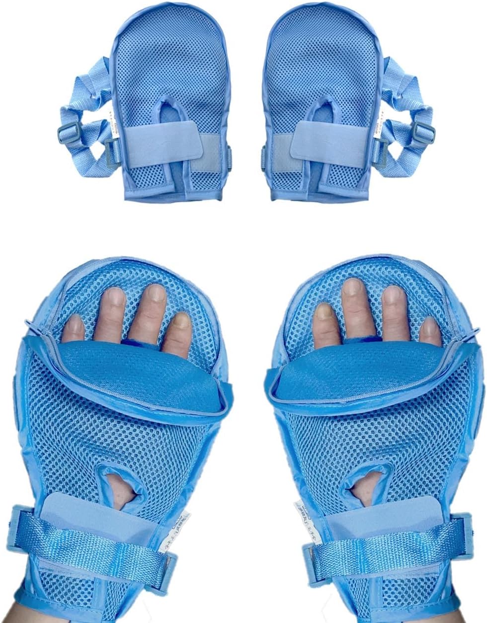Dementia Bed Anti-Catch Hands Restraint - Finger Control Mittens Padded Protector with Adjustable Wrist Strap for Elderly Patients, Soft & Skin-friendly, 1 Pair (M)