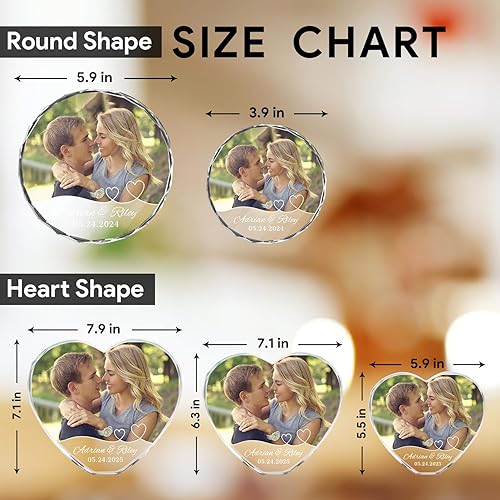 Miniatura 6 de Foto de cristal personalizada, regalos para parejaesposanovia, regalos para bodaaniversario, marco de fotos de corazón de cristal para