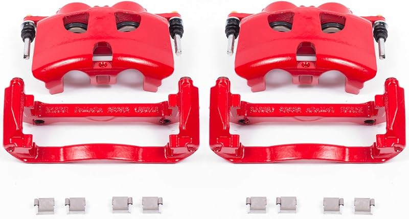 PowerStop Front Red Powder Coated Brake Caliper Pair for Ford F-150 2012-20 - High-Temp Brake Caliper Upgrade, S5404