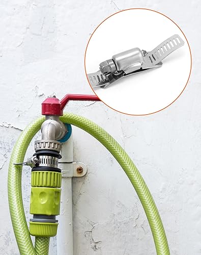 Miniatura 4 de QWORK Juego de abrazaderas de tubo de metal grande, correa de acero inoxidable 304, correa de 32.8 pies con 24 cierres más fuertes para una