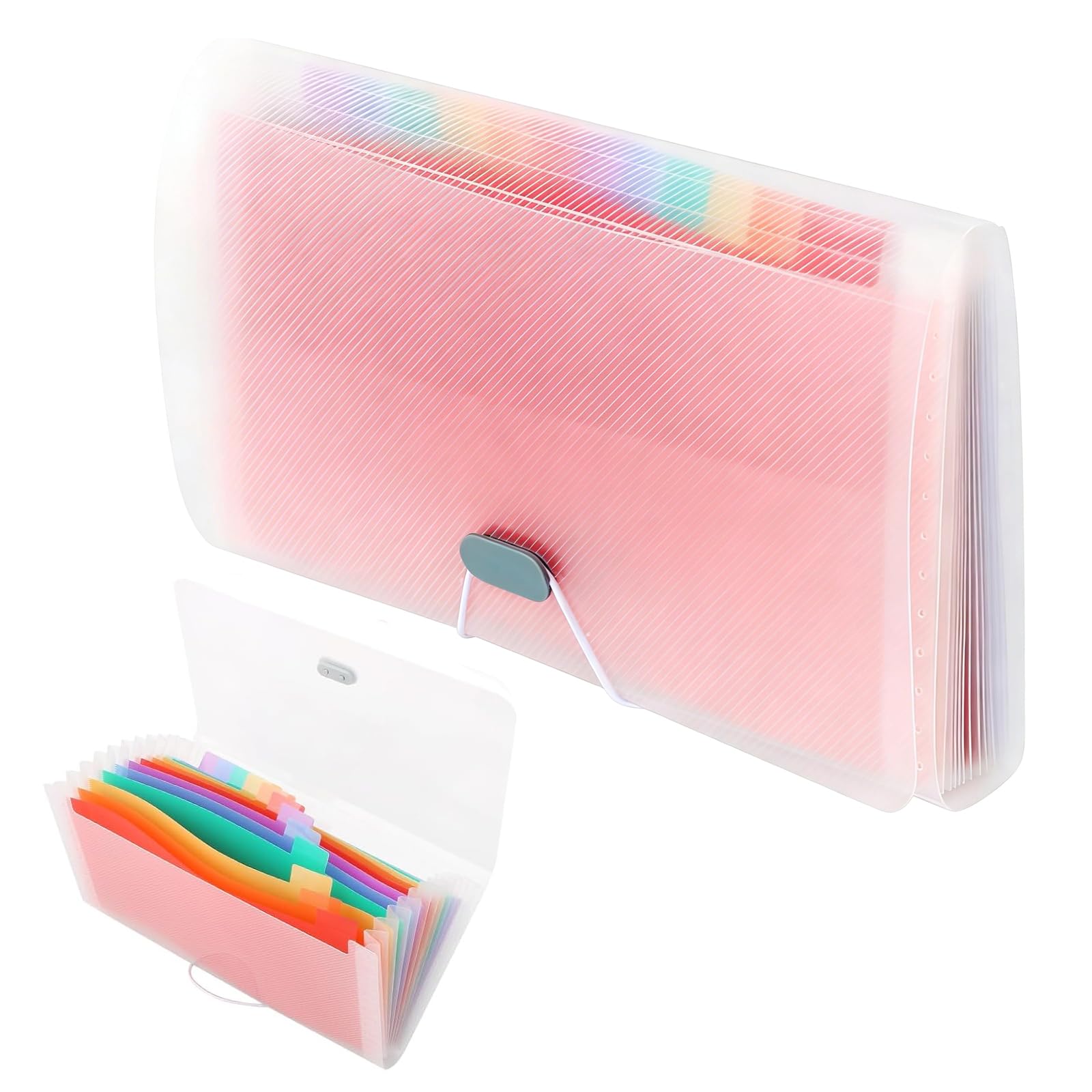 Oiieco Flashcard Organiser, A6 Expanding File Folder with 13 Pockets, Portable Accordion Receipt Organiser 10x5 Inches, Expandable Flash Card Holder with Index Labels for Bills, Coupons & Study Cards