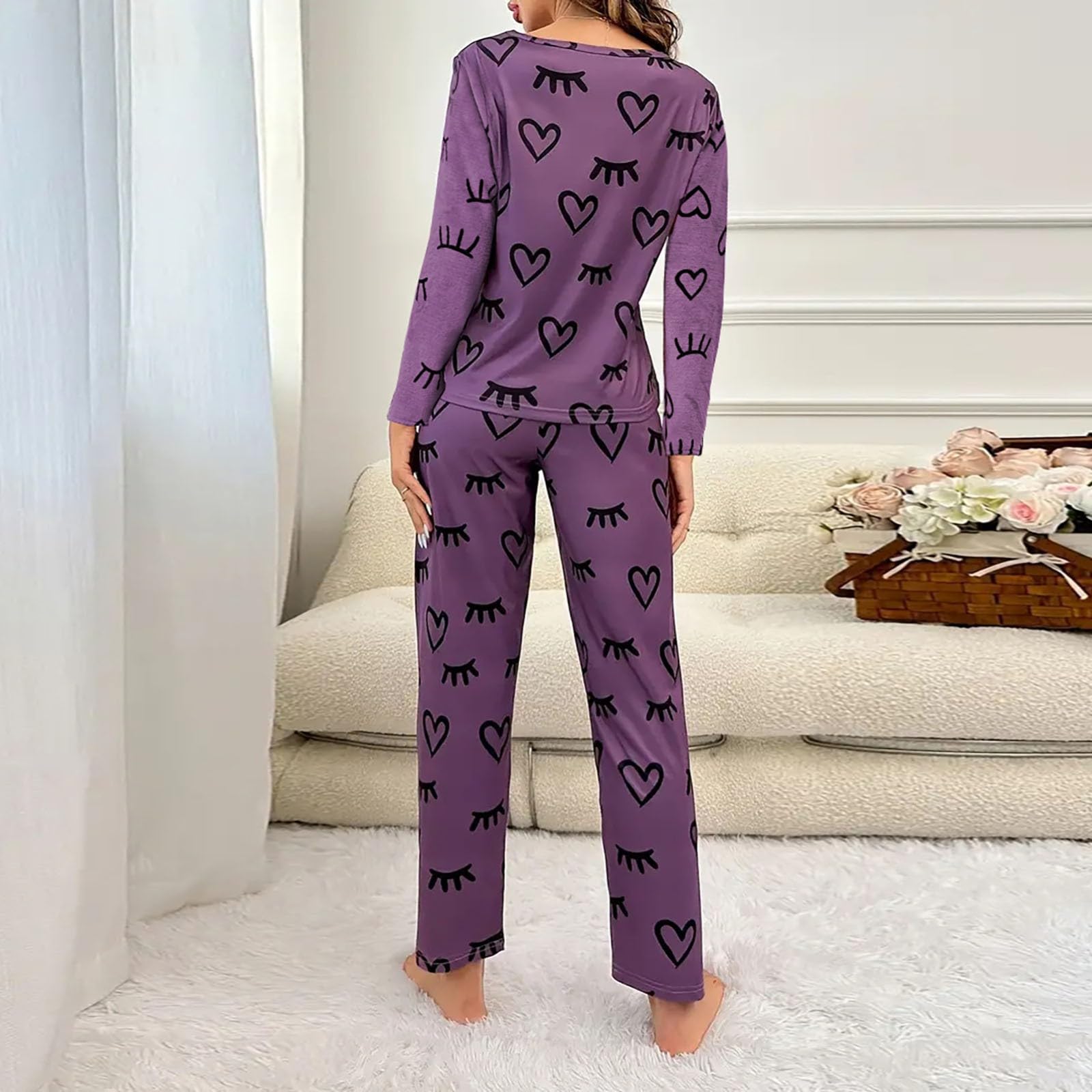 Completo pigiama da donna, vestibilità casual, 2 pezzi