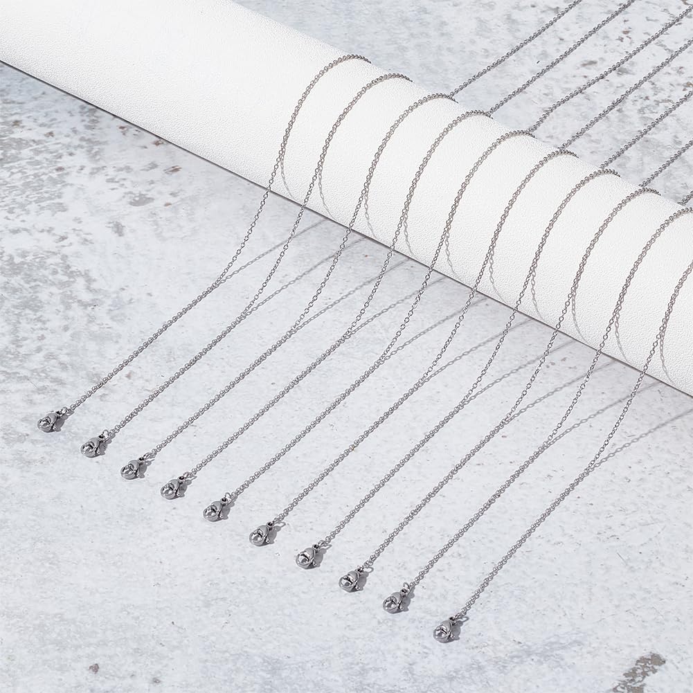 Set 10 Catenine Acciaio Inossidabile 45cm Per Gioielli | Con Chiusura A Artiglio E Cavo 2mm | Per Collane E Braccialetti - Foto 2